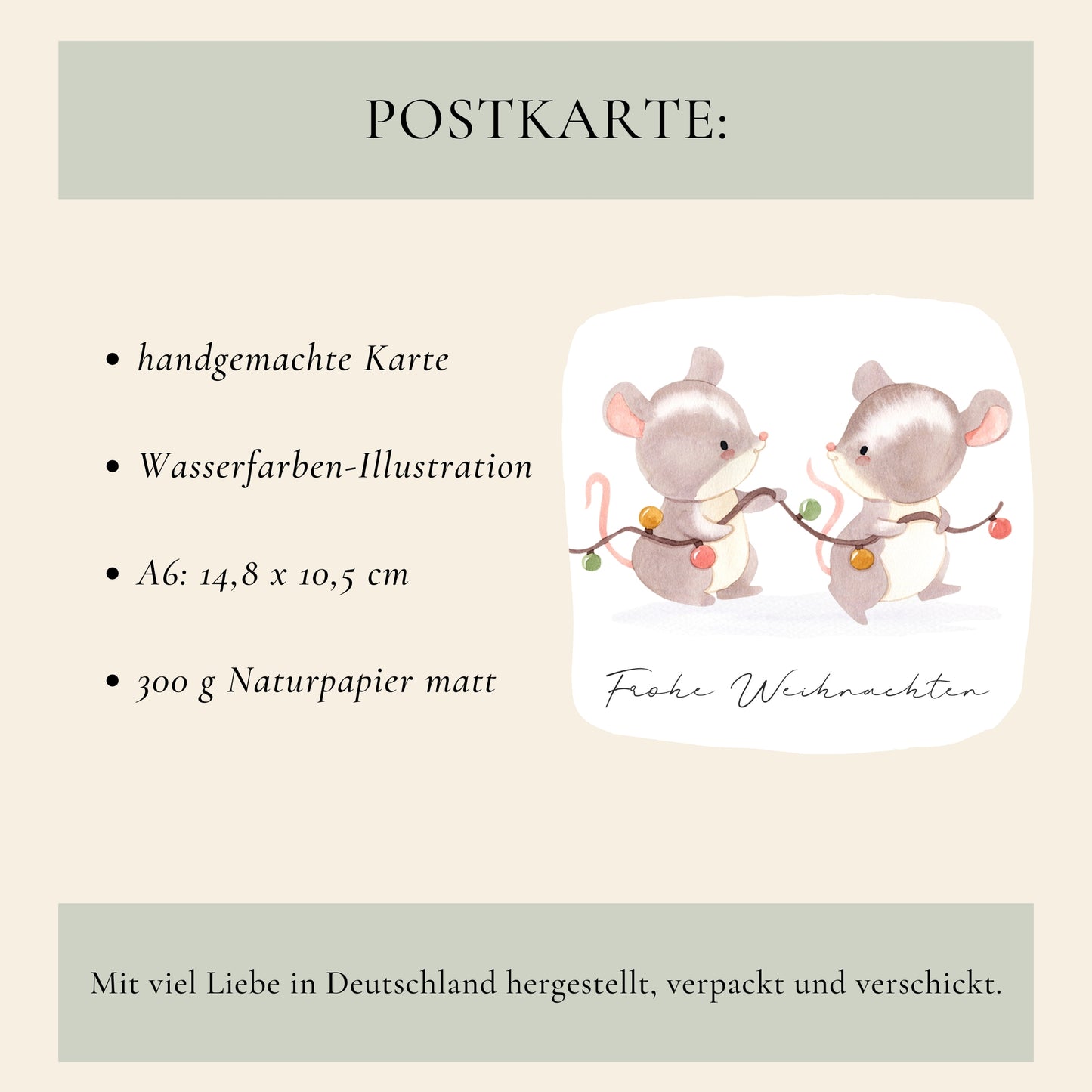 Weihnachtskarte Frohe Weihnachten - Mäuse