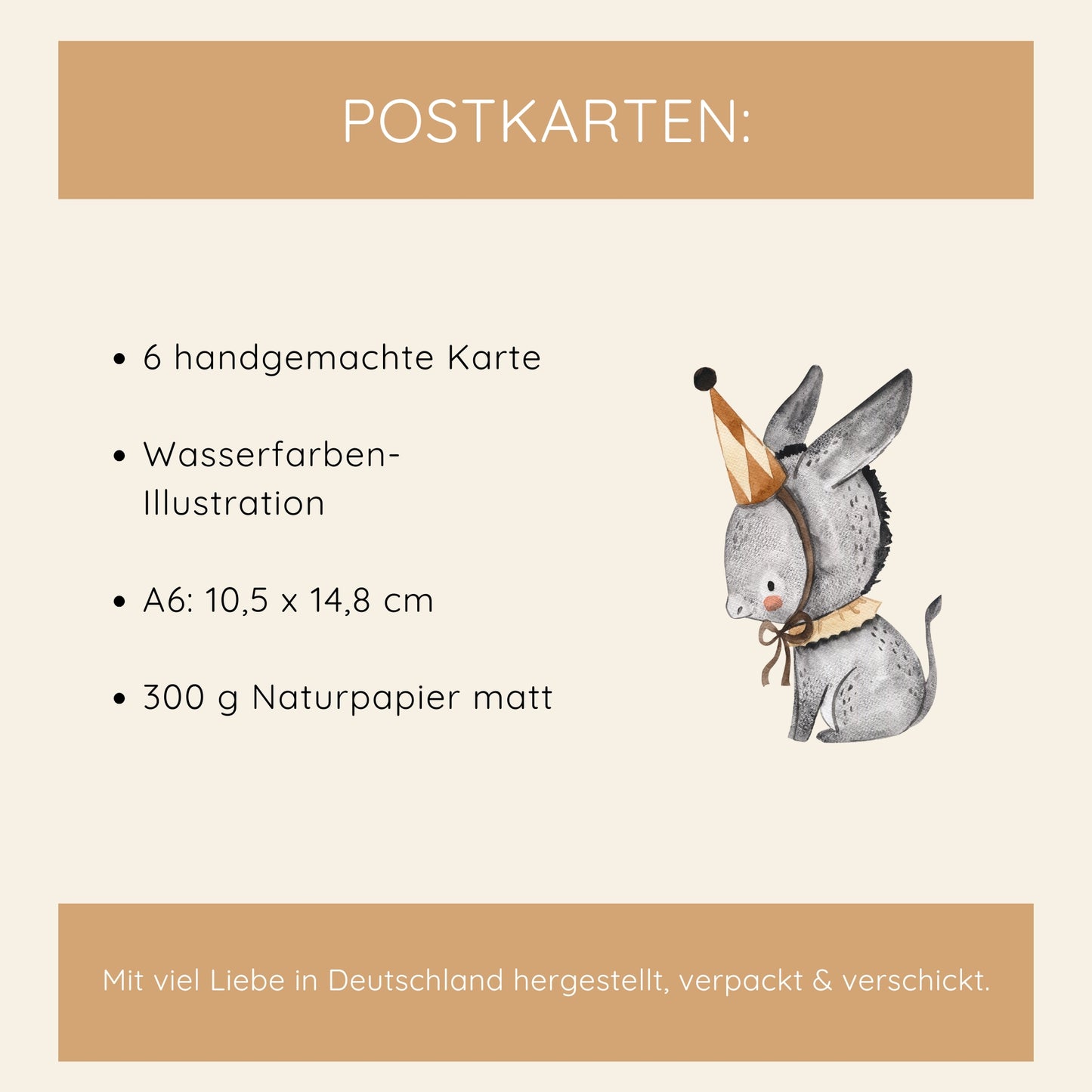 Geburtstagskarten Retro Tiere - 6er Set