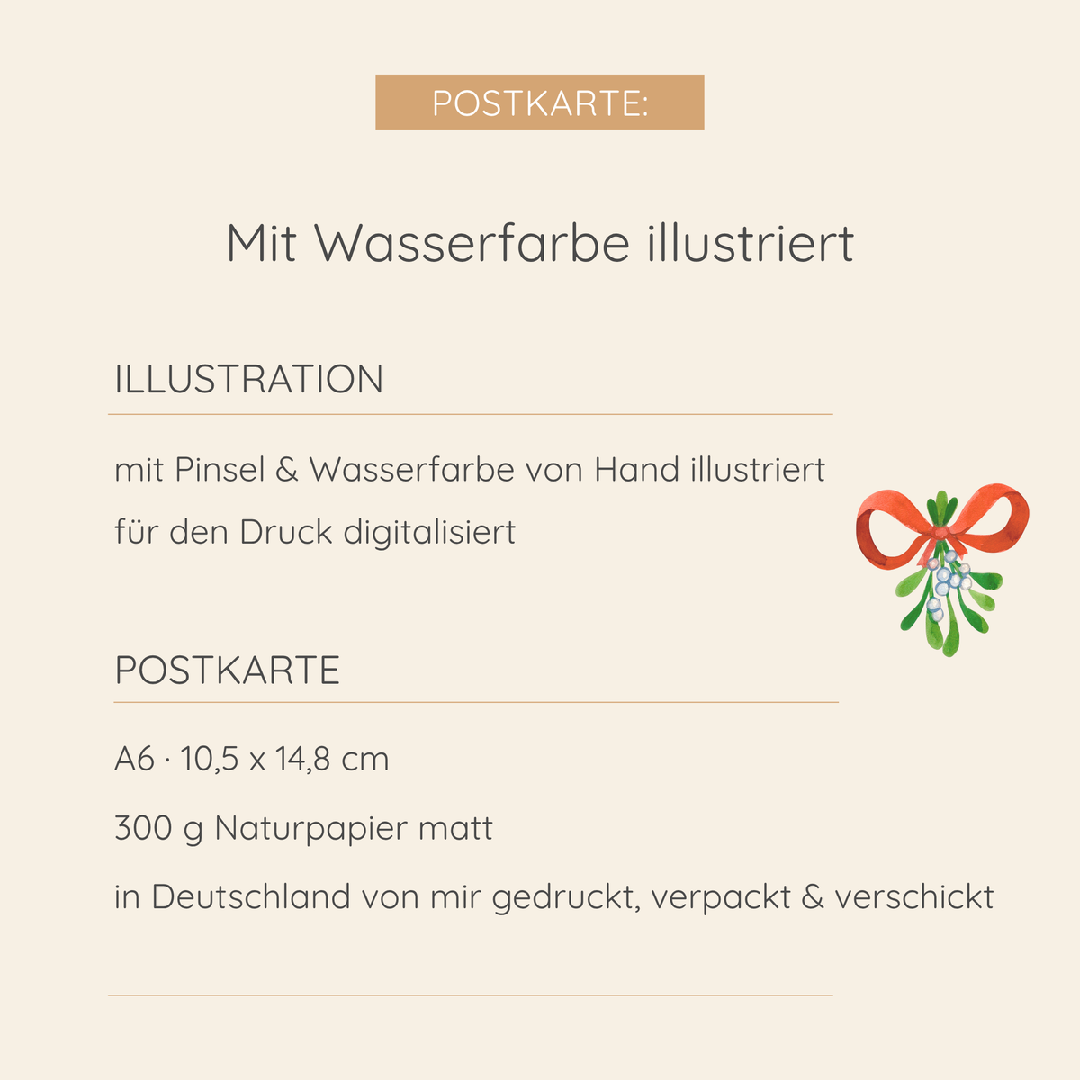 Weihnachtskarte Frohe Weihnachten - Mistelzweig