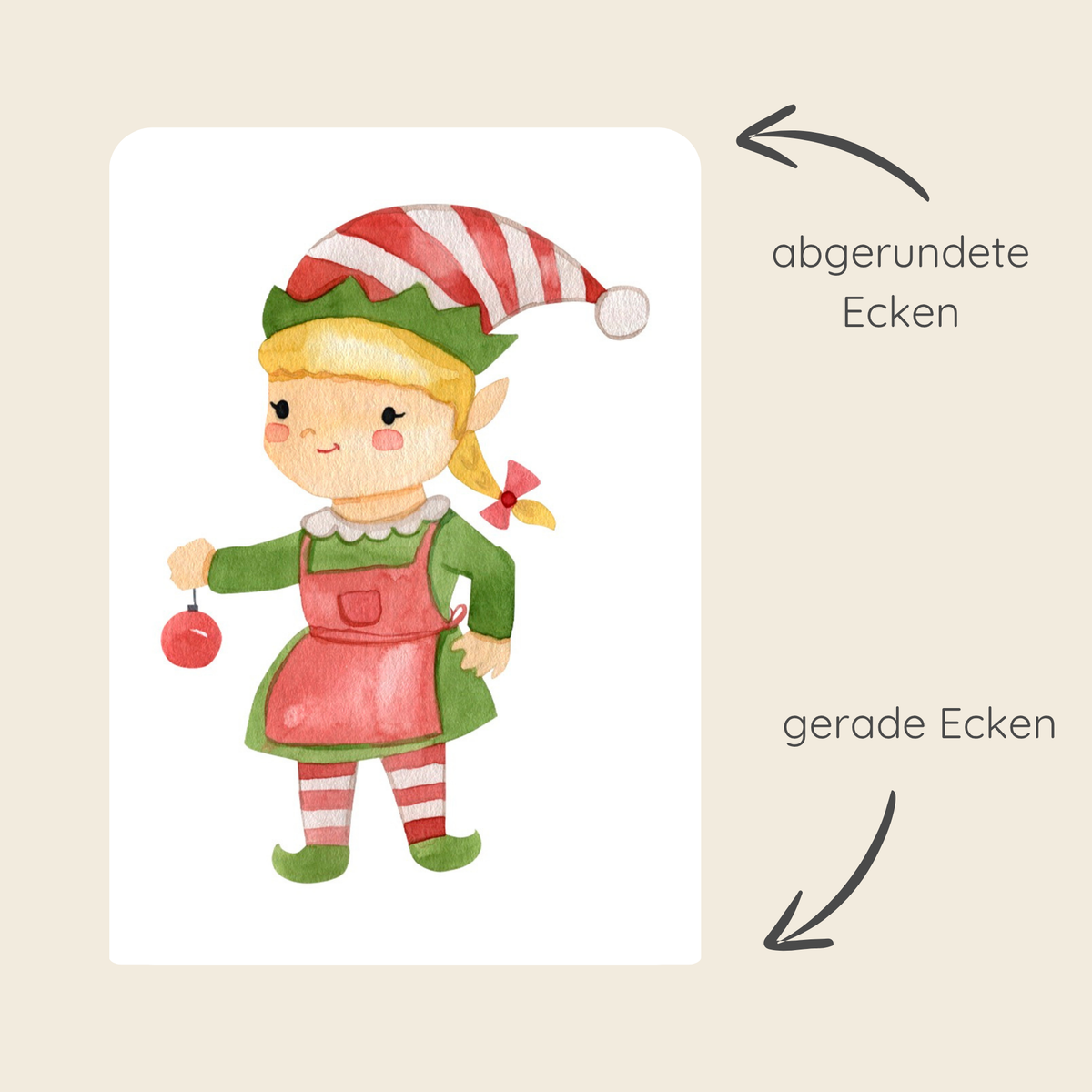 Mini Weihnachtskarte - Weihnachtselfin