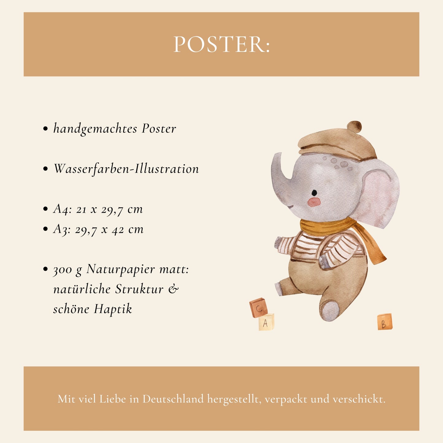 Elefant Theo Poster
