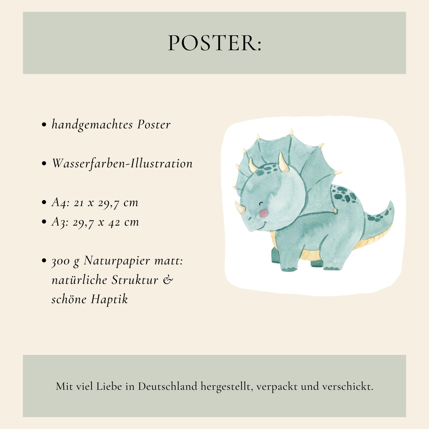 Kleiner Triceratops Dino Poster