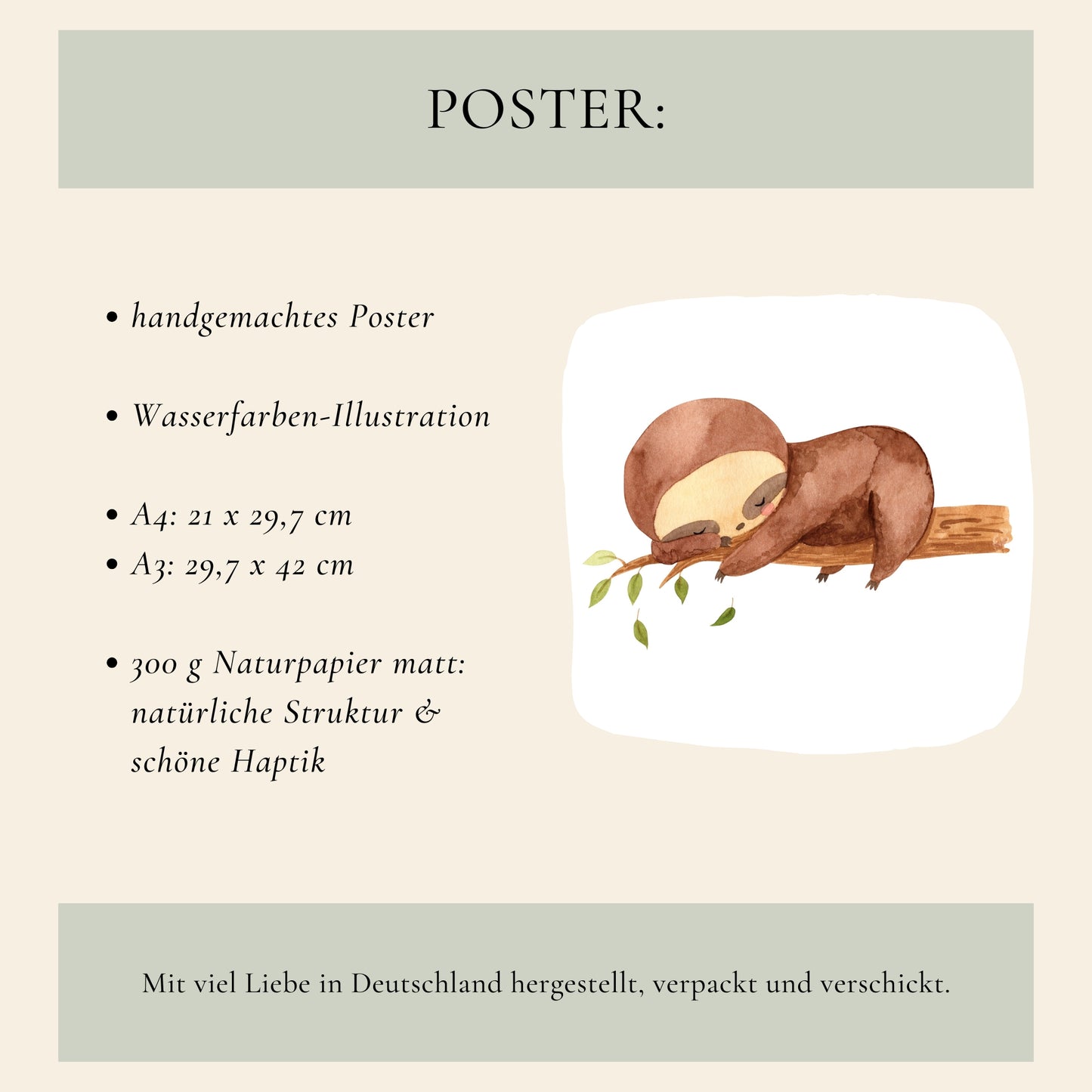 „Schlaf schön“ Faultier Poster