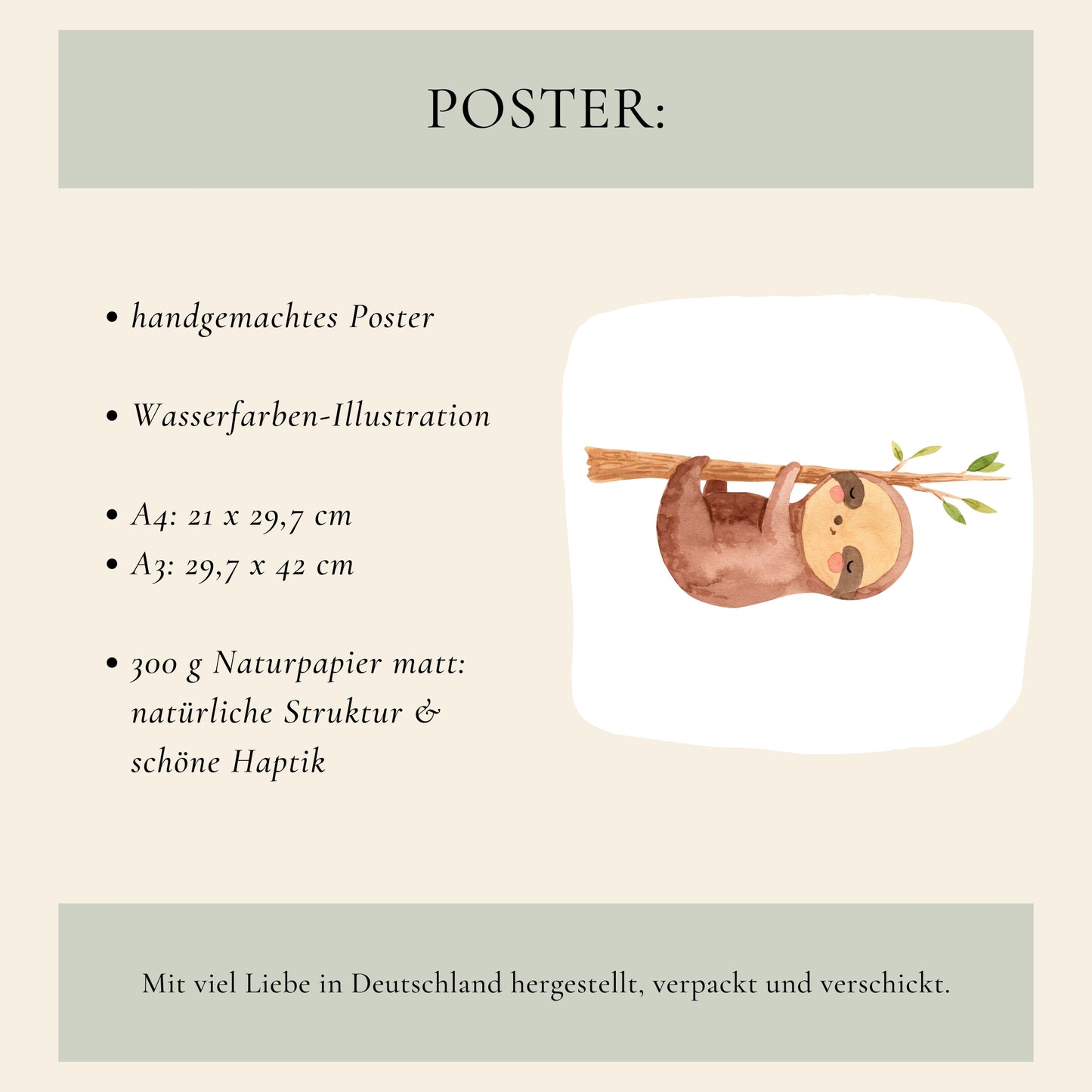 „Träum süß“ Faultier Poster