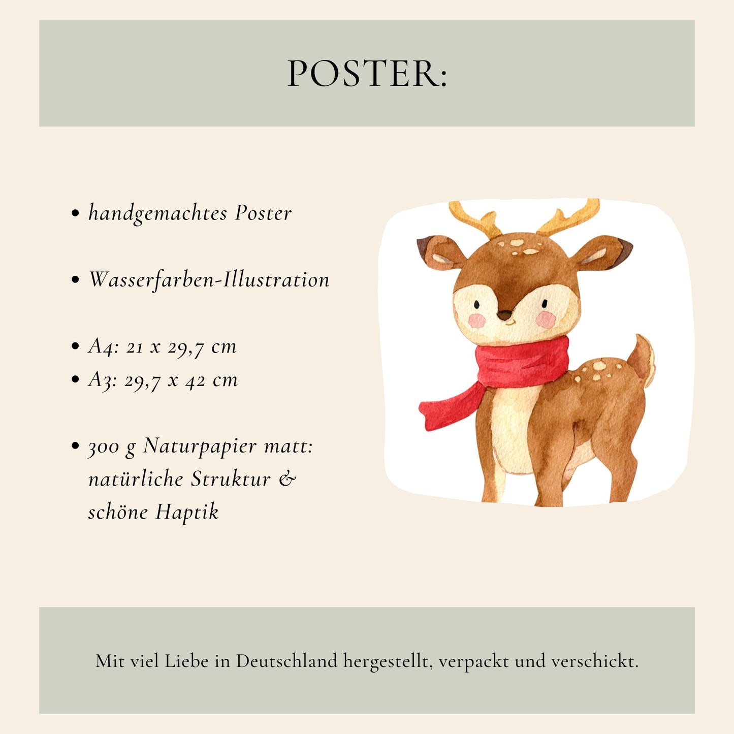 Winterliches Rentier Poster