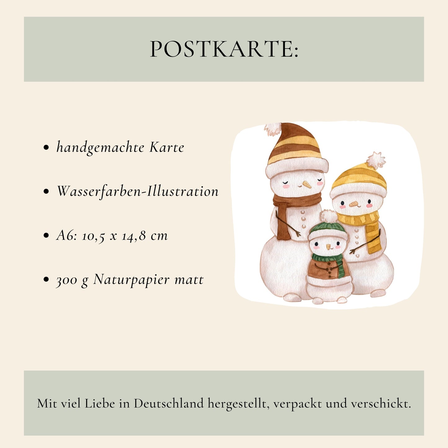 Weihnachtskarte Frohe Weihnachten - Familie Schneemann
