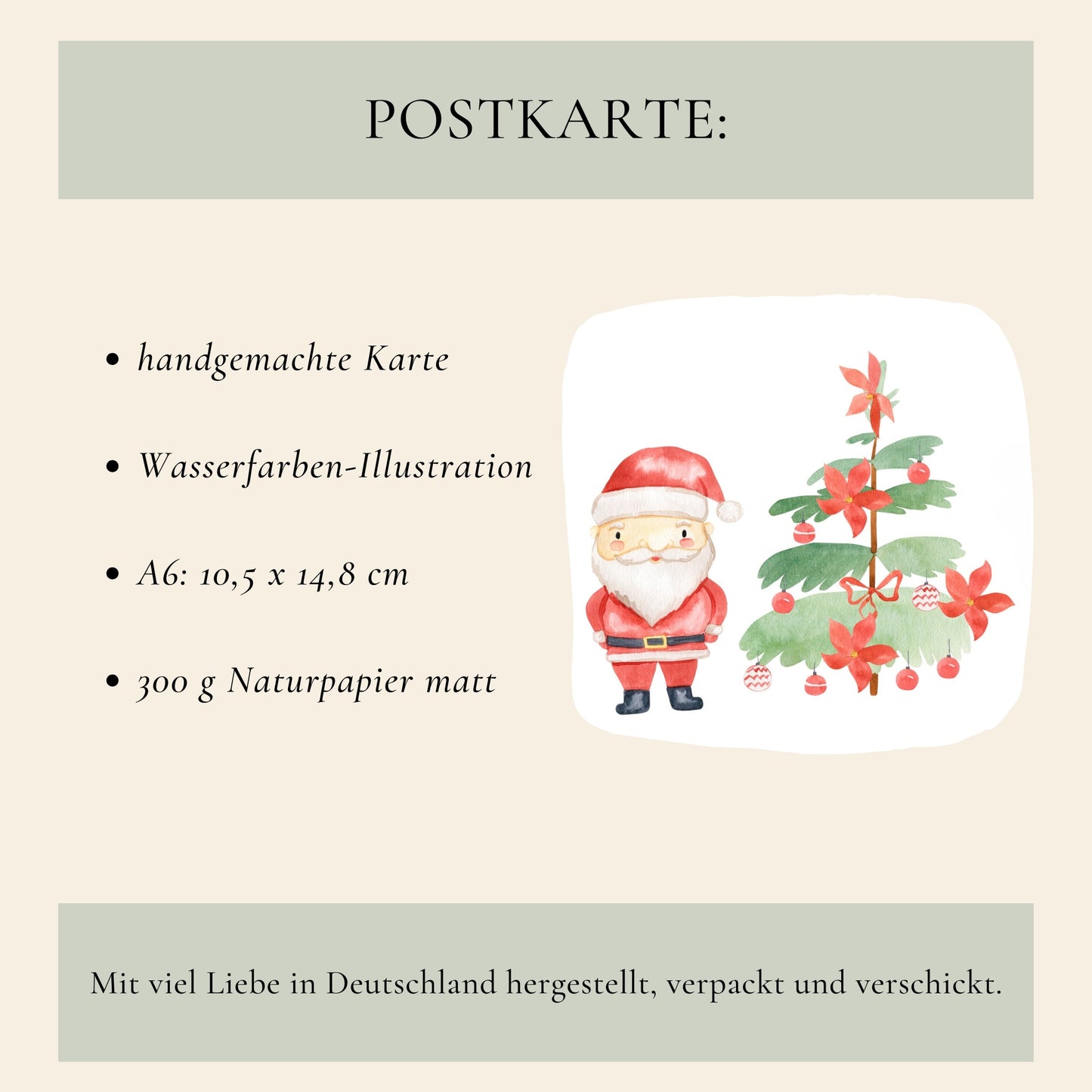 Weihnachtskarte Weihnachtsmann & Rentier