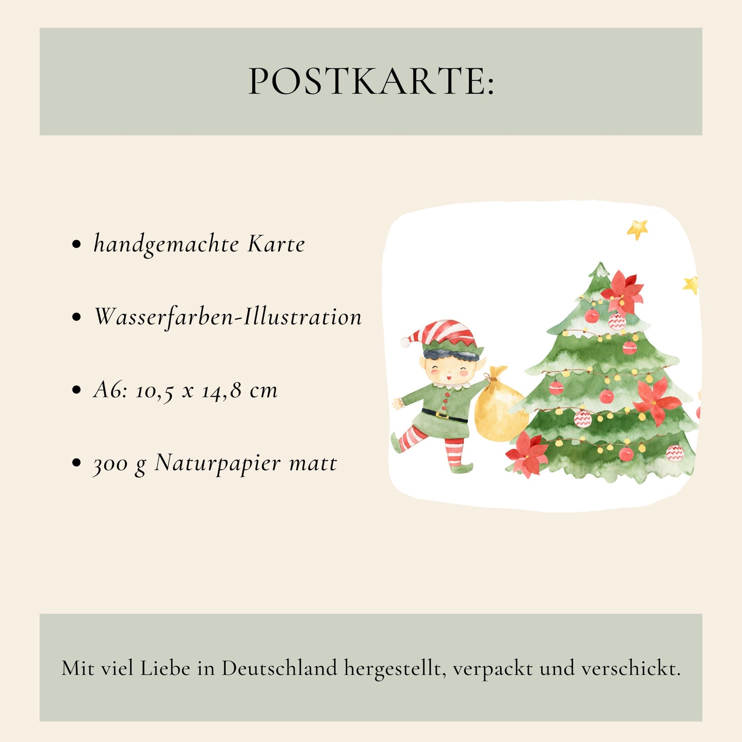 Weihnachtskarte Elfen & Weihnachtsbaum