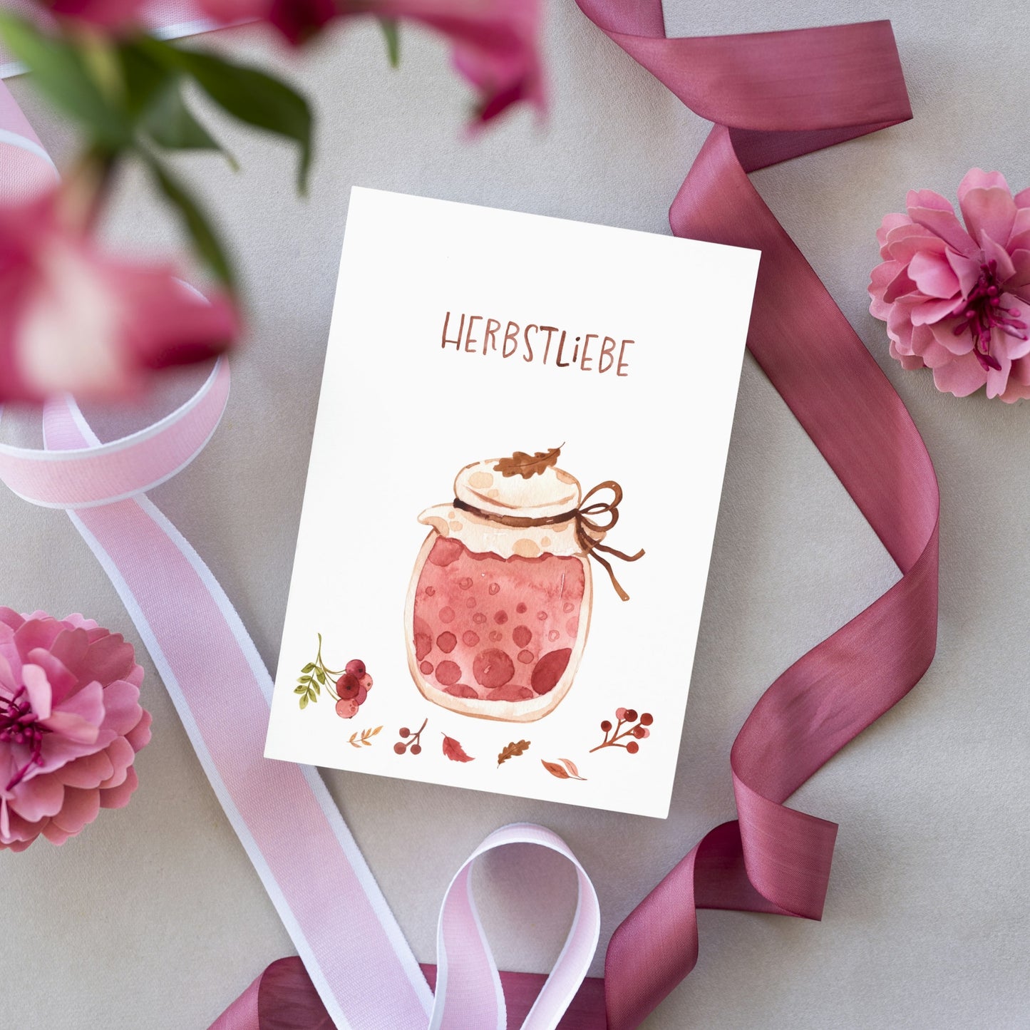 Karte Herbstliebe - Marmeladenglas
