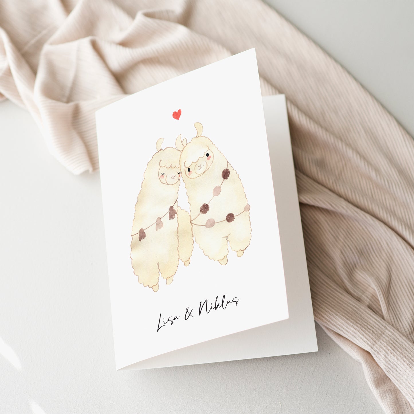 Personalisierte Hochzeitskarte - Alpaka Liebe