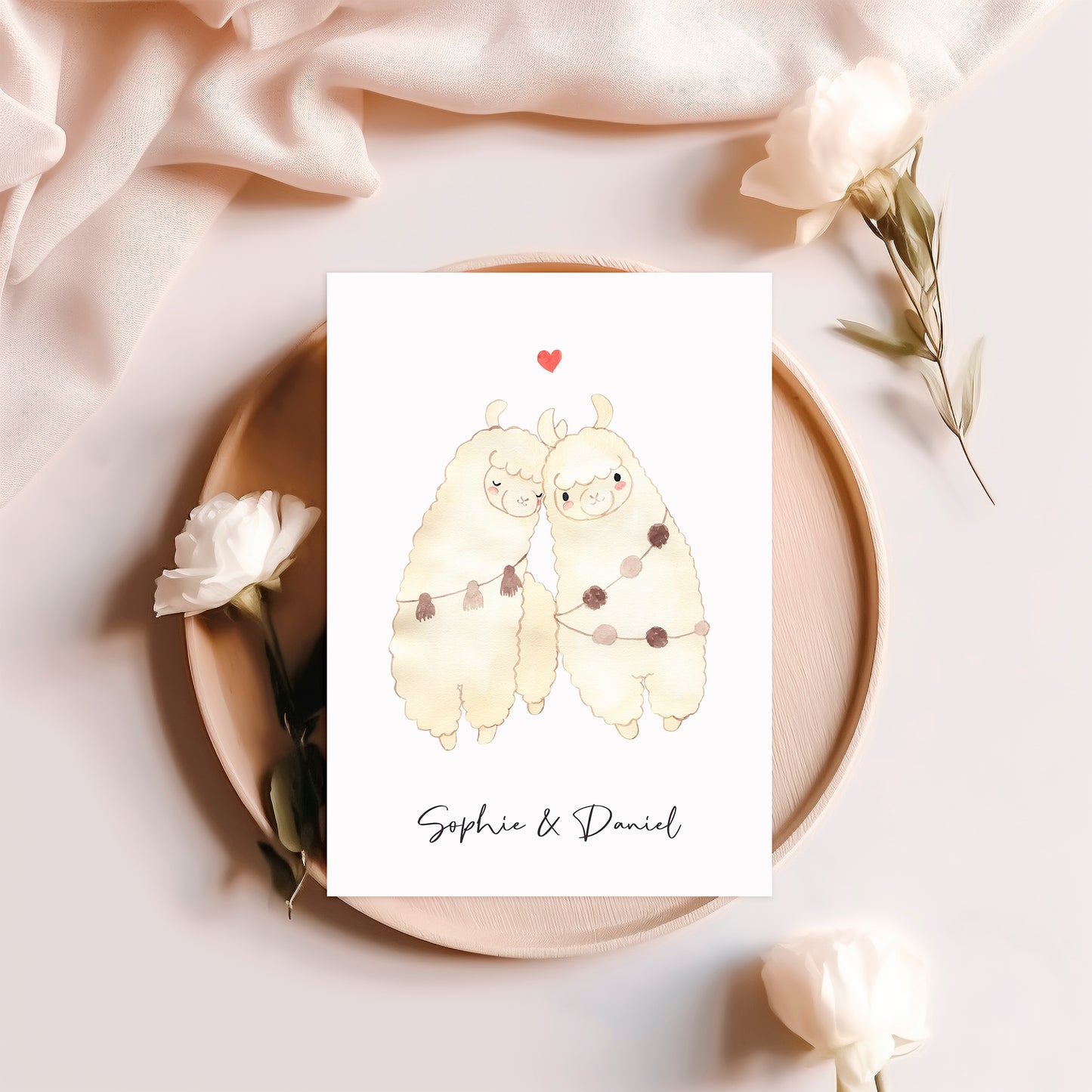 Personalisierte Hochzeitskarte - Alpaka Liebe