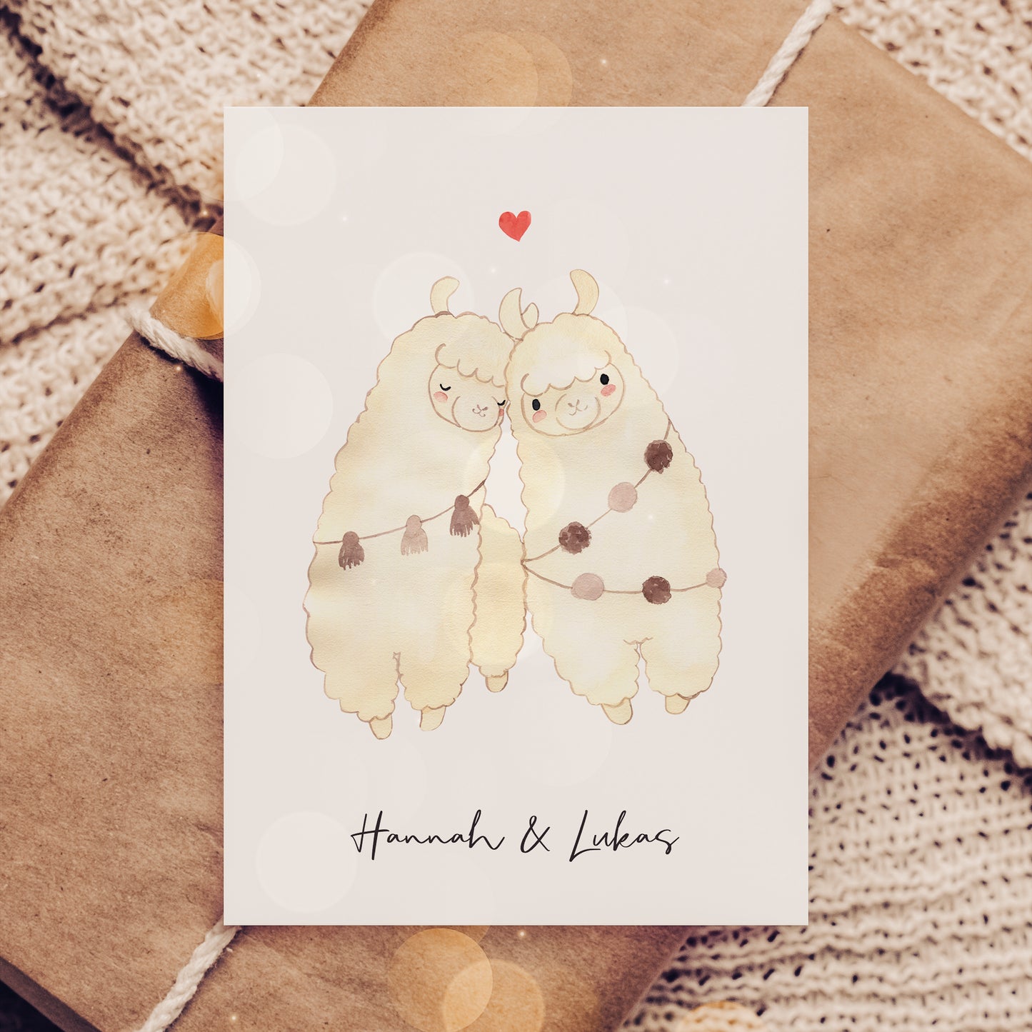 Personalisierte Hochzeitskarte - Alpaka Liebe