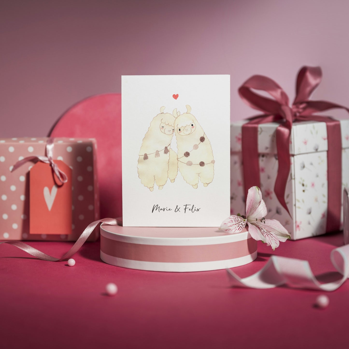 Personalisierte Hochzeitskarte - Alpaka Liebe