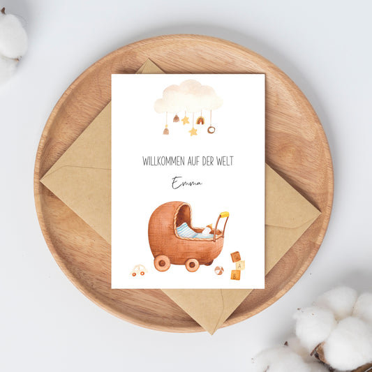Personalisierte Geburtskarte - Willkommen auf der Welt