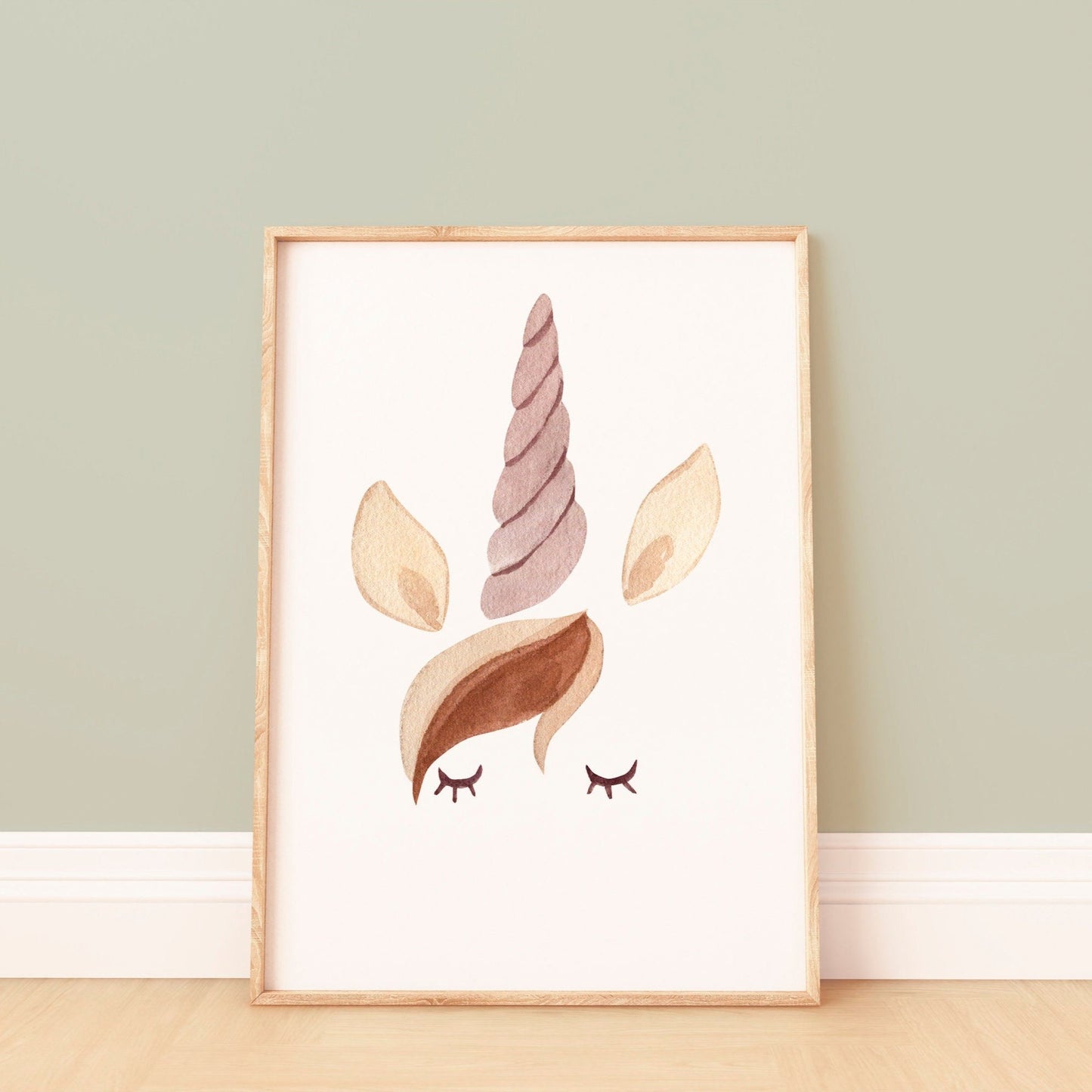 Poster Einhorn Silhouette A4 & A3 kunstvolle Zeichnung eines Einhorns gerahmt, ideal als Dekoration für Kinderzimmer, gedruckt auf hochwertigem, mattem 300g Naturpapier.