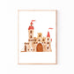 Poster Schloss A4 & A3: Hochwertiges handgemaltes Schloss Poster für das Kinderzimmer, gedruckt auf stabilem 300g Naturpapier, ideal als Kinderzimmerdeko oder Geschenk.