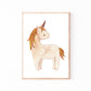 Poster Einhorn A4 & A3: Aquarellzeichnung von Einhorn, perfekte Dekoration für Kinderzimmer. Gedruckt auf hochwertigem 300g Naturpapier, ohne echte Glitzerpartikel.