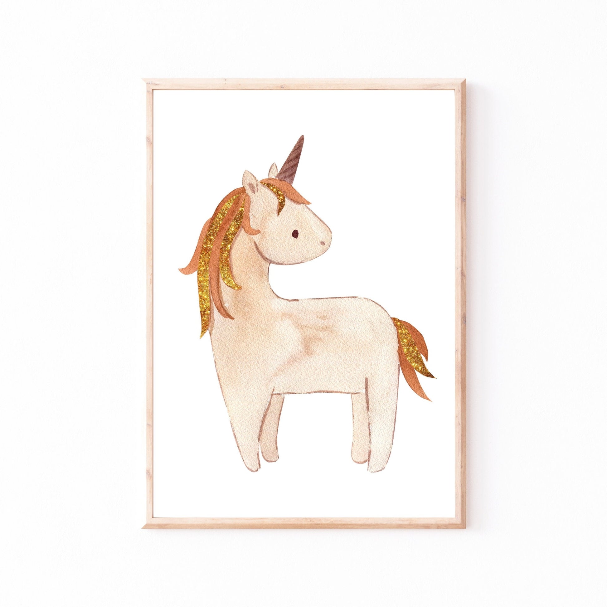 Poster Einhorn A4 & A3: Aquarellzeichnung von Einhorn, perfekte Dekoration für Kinderzimmer. Gedruckt auf hochwertigem 300g Naturpapier, ohne echte Glitzerpartikel.