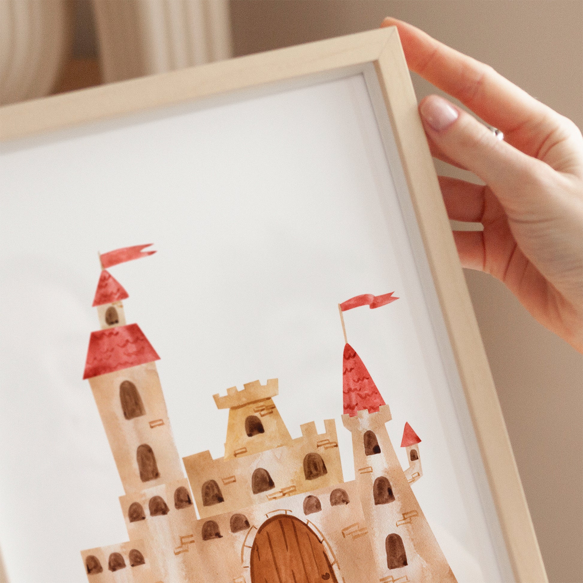 Poster Schloss A4 & A3: Kinderzimmerposter mit Schlossmotiv, ideal für Geburtstagsgeschenke. Gedruckt auf mattem 300g Naturpapier, in Größen A4 und A3 erhältlich.