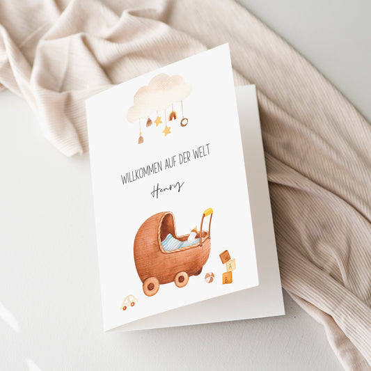 Personalisierte Geburtskarte - Willkommen auf der Welt