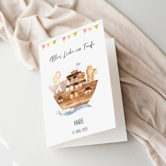 Personalisierte Taufkarte - Arche Noah