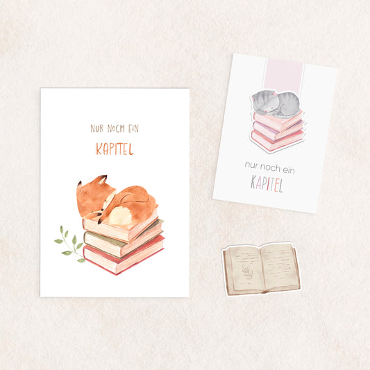 Lesen Geschenkset – Karte, Lesezeichen & Aufkleber