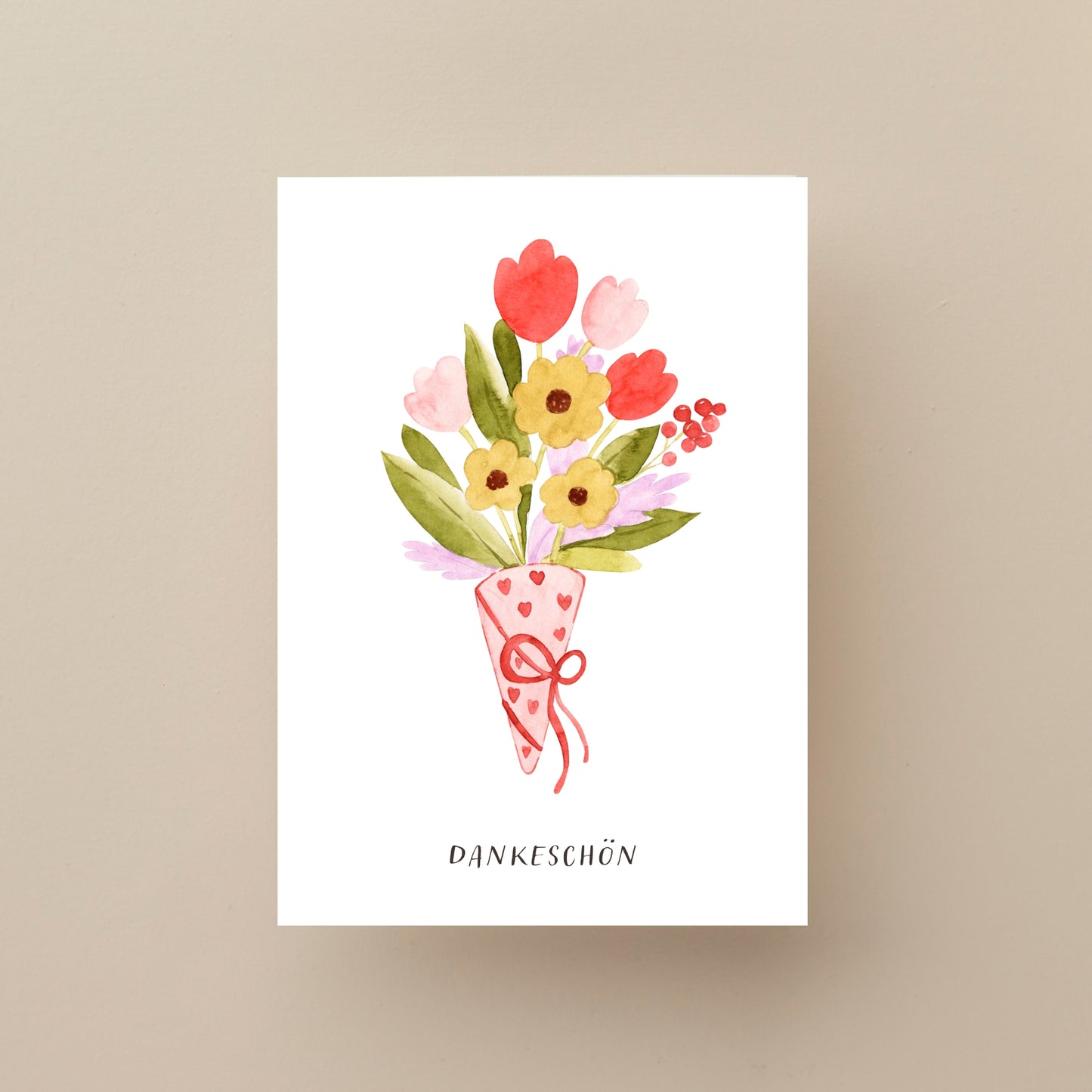 Kleine Dankeskarten mit Blumenstrauß – 10er Set