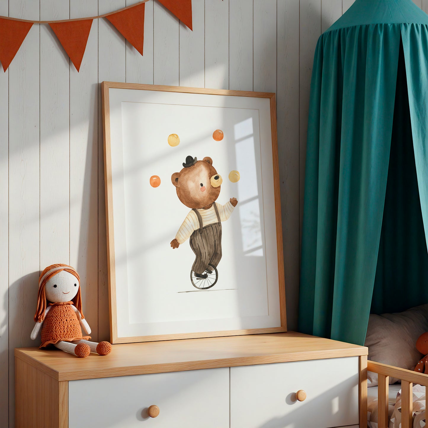 Bär auf dem Einrad Poster