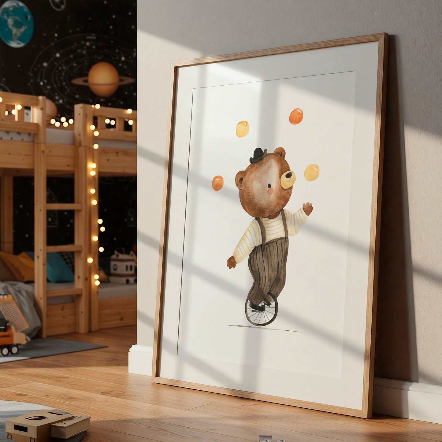 Bär auf dem Einrad Poster