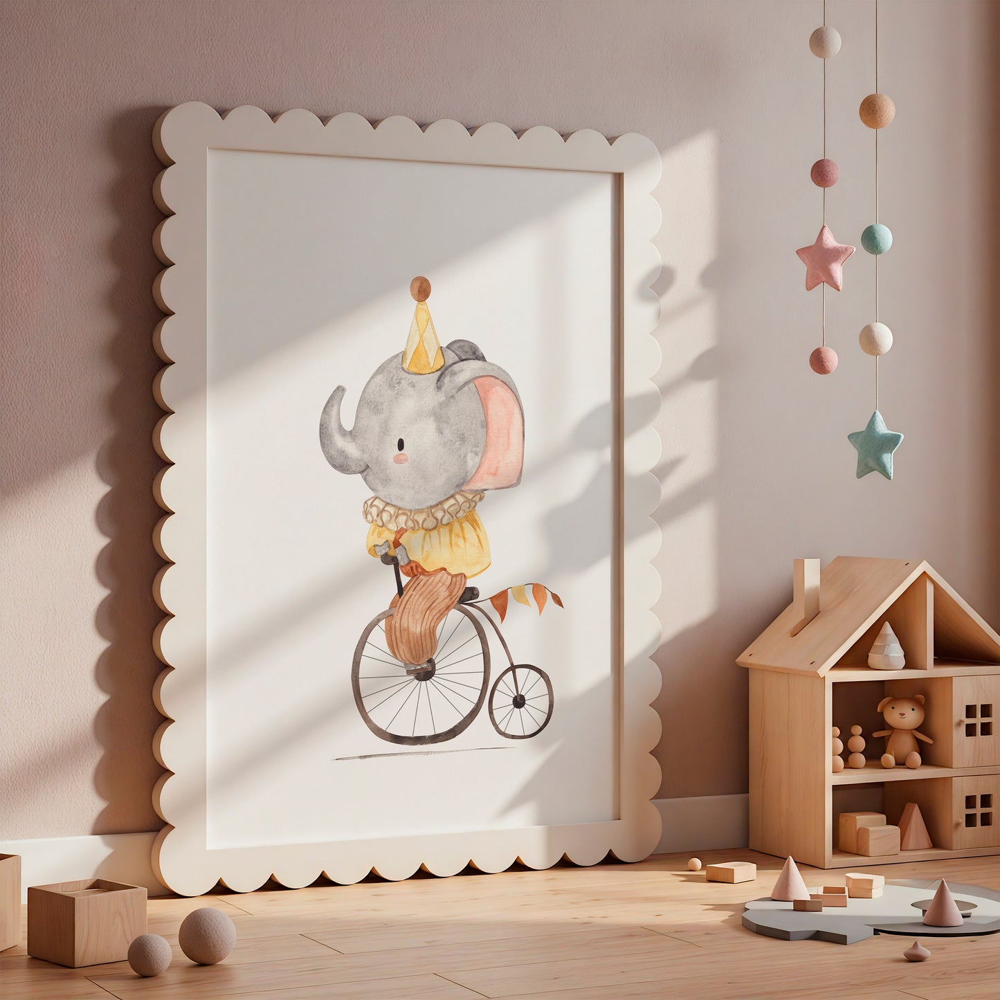 Elefant auf Fahrrad Poster