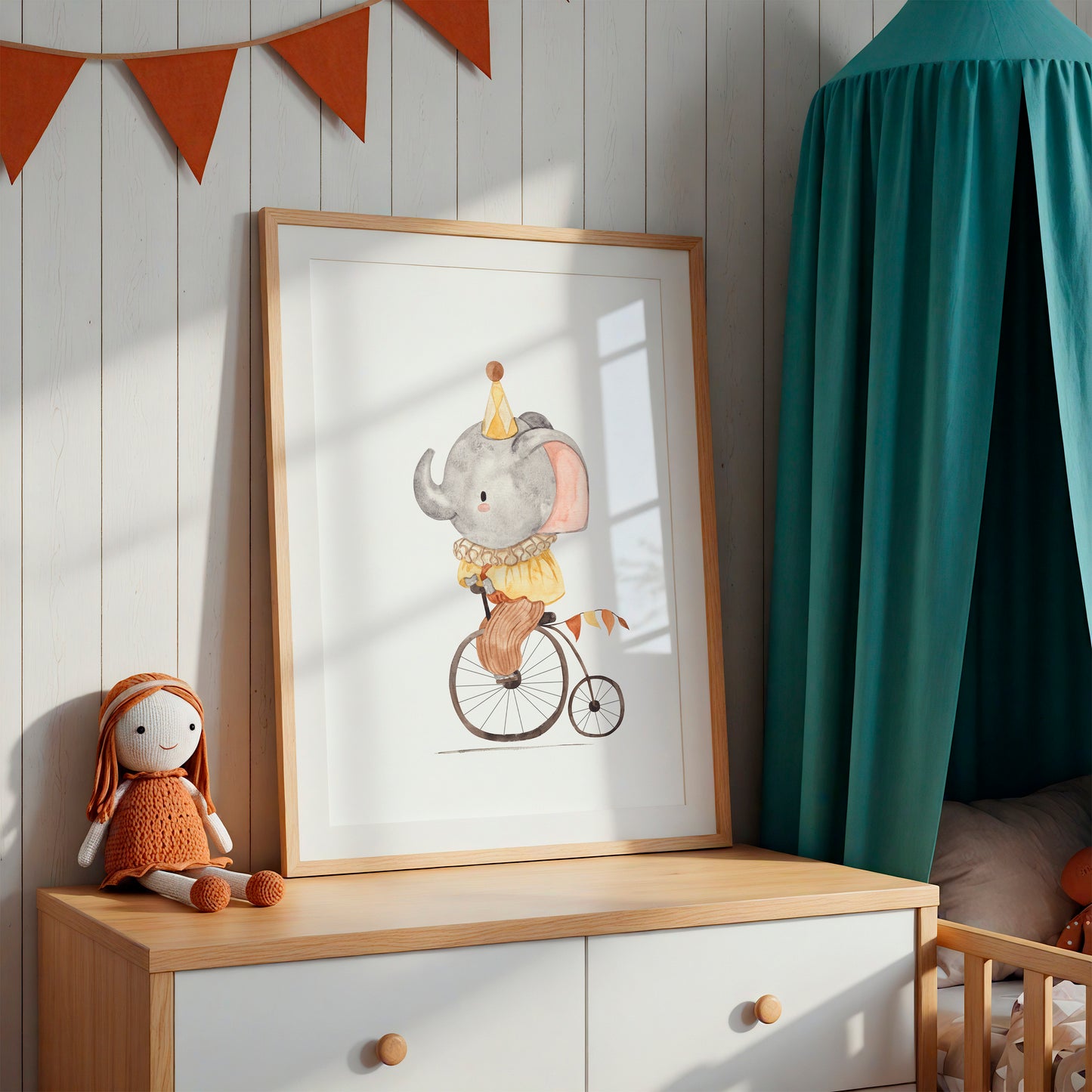 Elefant auf Fahrrad Poster