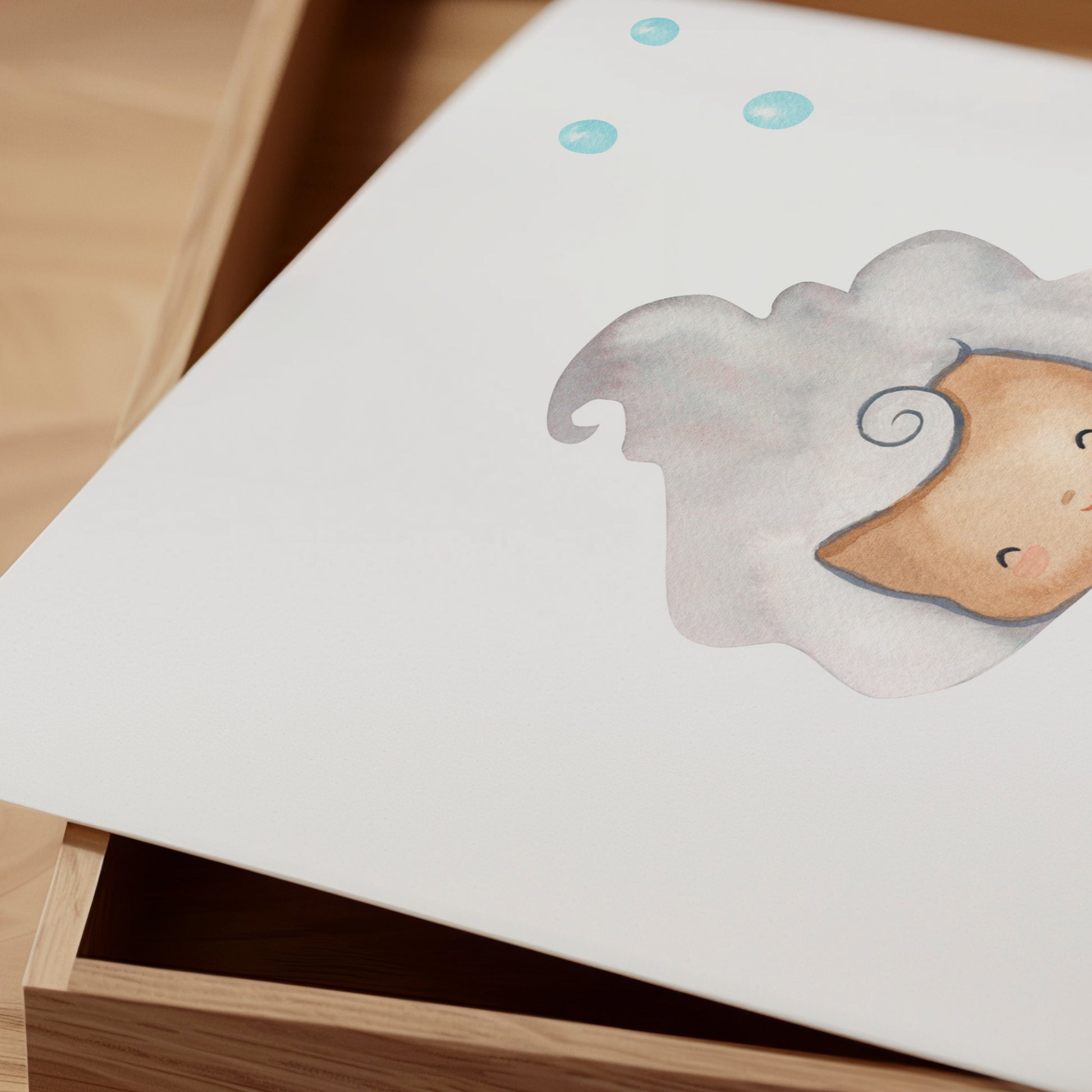 Poster Meerjungfrau silber A3 & A4, illustriert mit einer Cartoon-Meerjungfrau auf hochwertigem 300g Naturpapier, ideal für Kinderzimmerdeko oder als Geschenk.