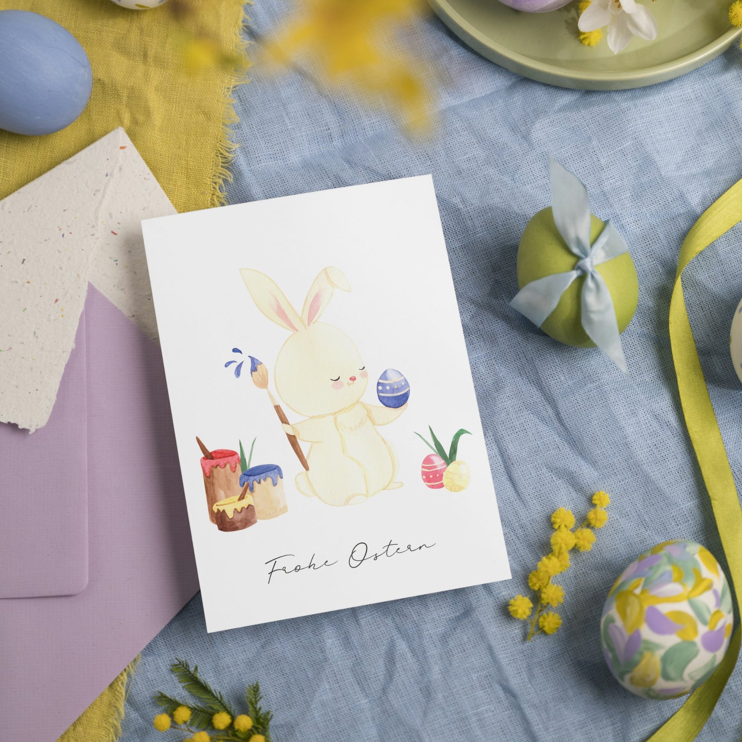 Osterkarte Hase & Osterei