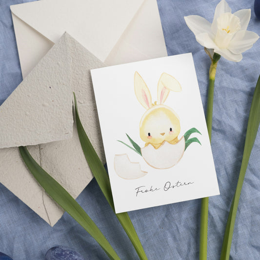 Osterkarte Küken mit Hasenohren