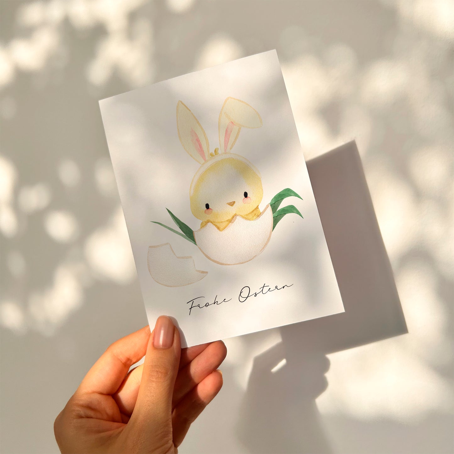 Osterkarte Küken mit Hasenohren