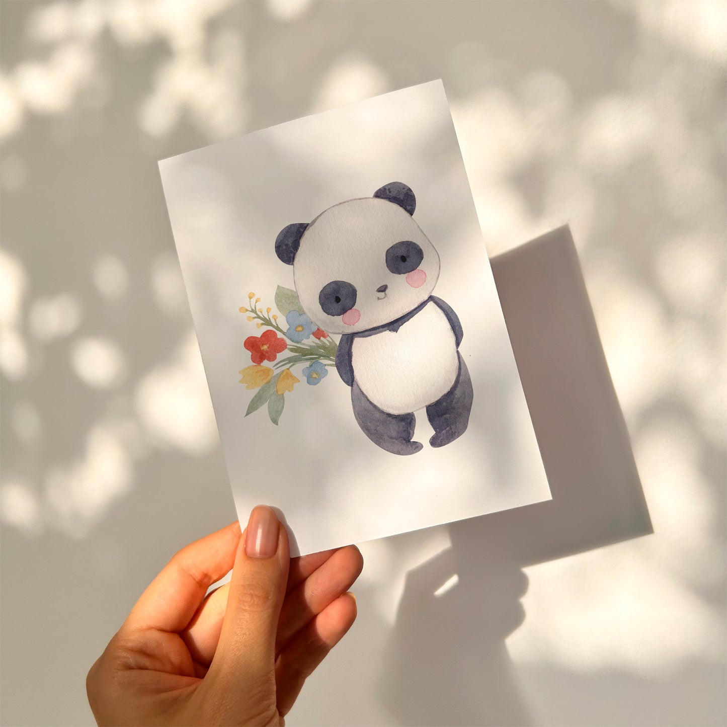 Karte Panda & Blumengrüße