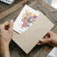 Klappkarte Dankeschön – Maus mit Tulpen