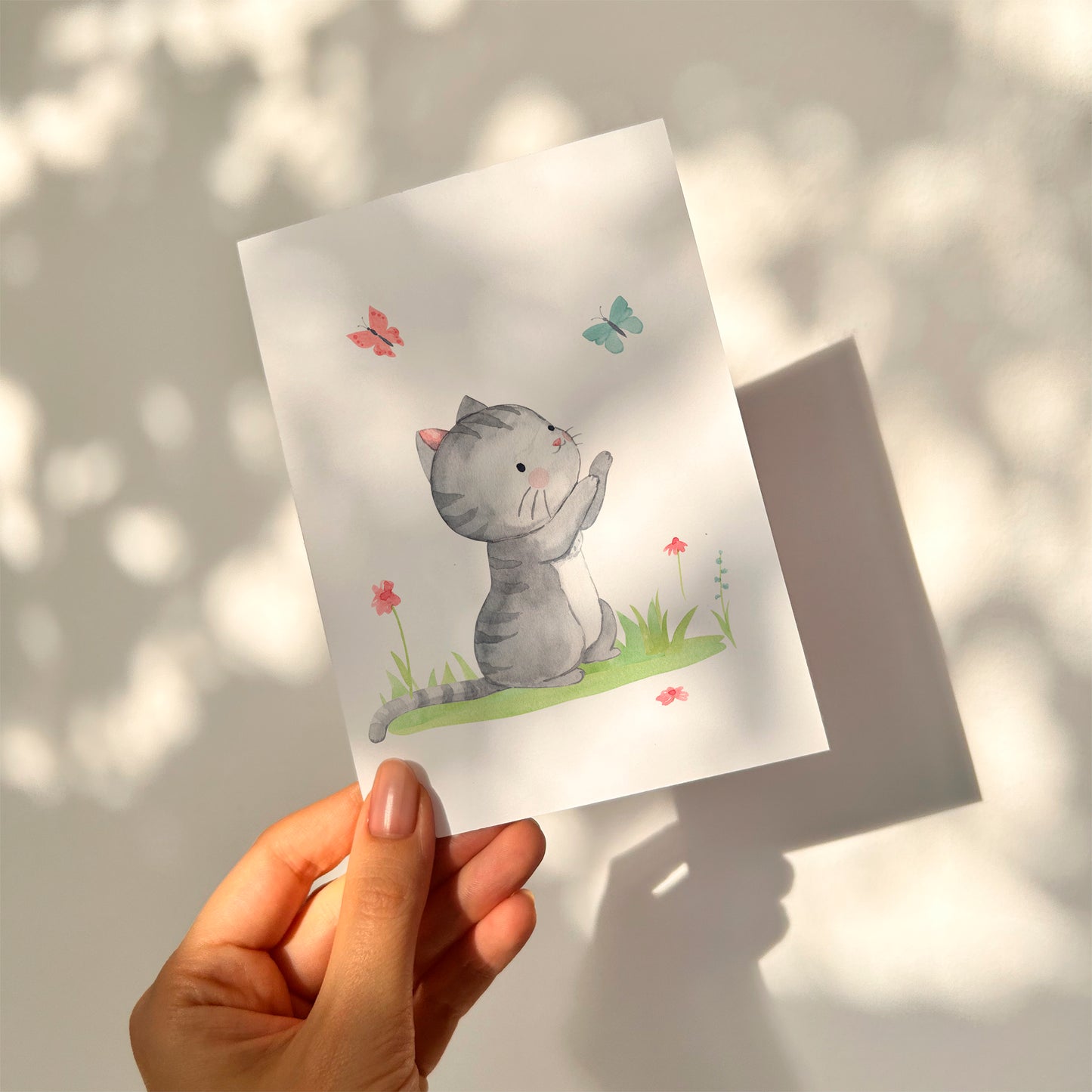 Katze Geschenkset – Karte, Lesezeichen & Sticker