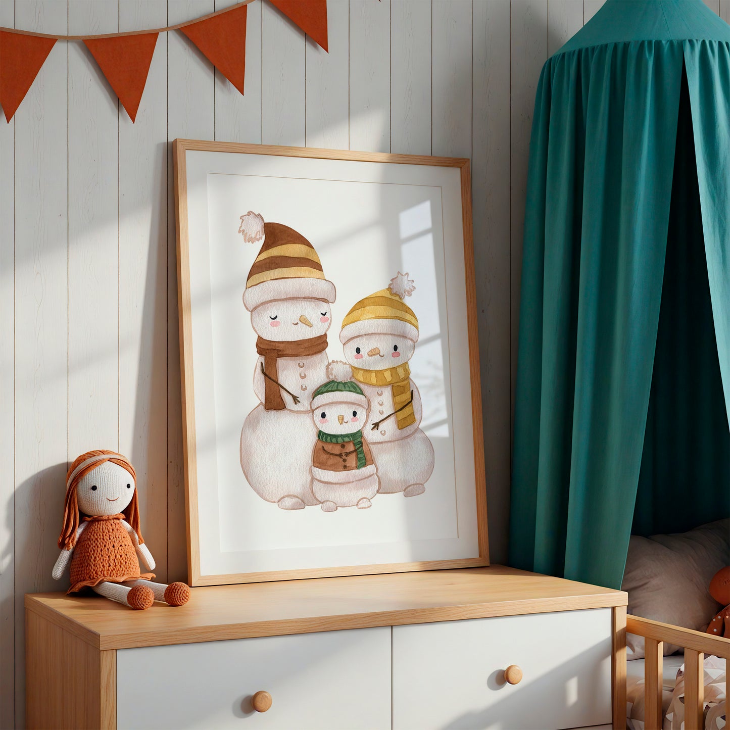 Weihnachtsposter Familie Schneemann