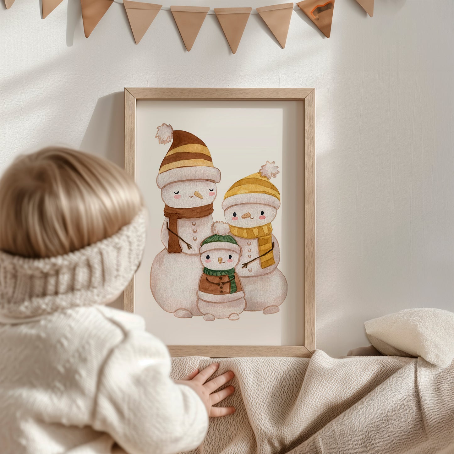 Weihnachtsposter Familie Schneemann