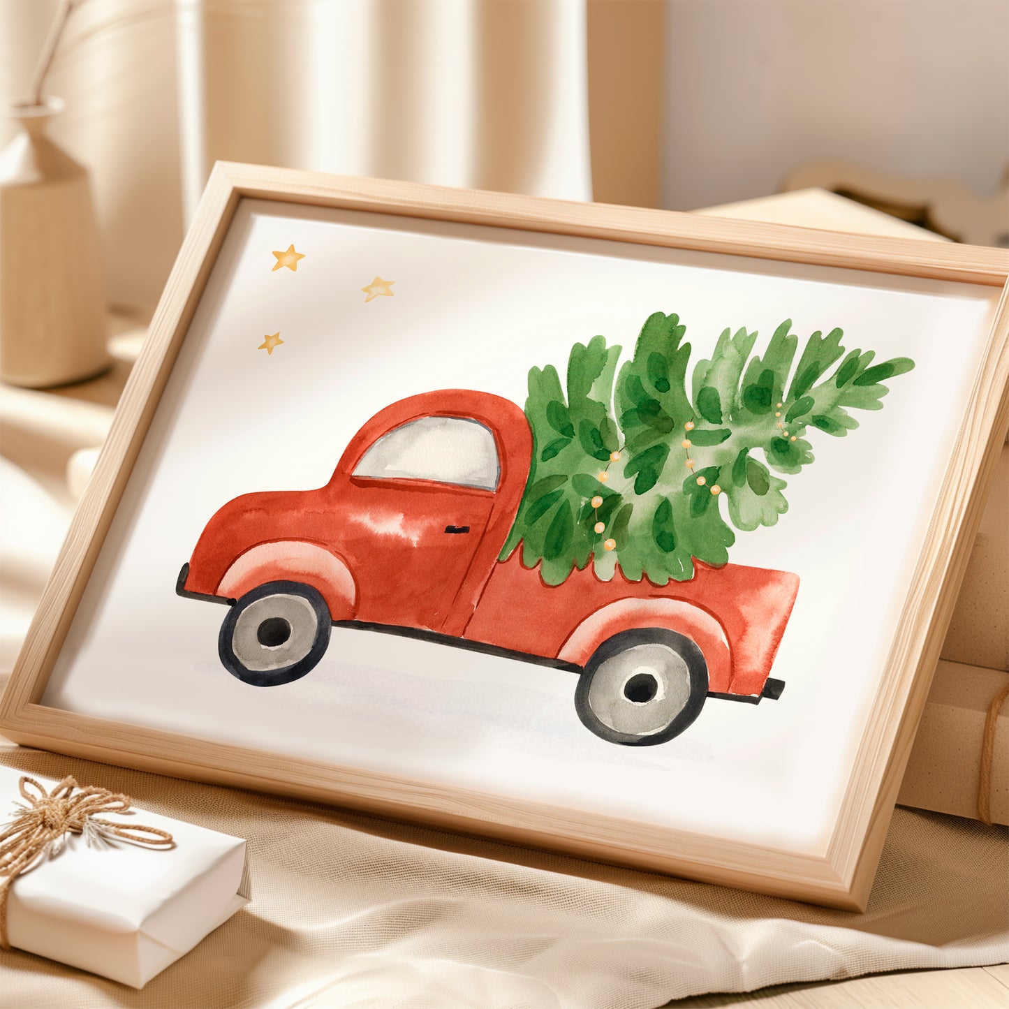 Weihnachtsposter Auto & Tannenbaum
