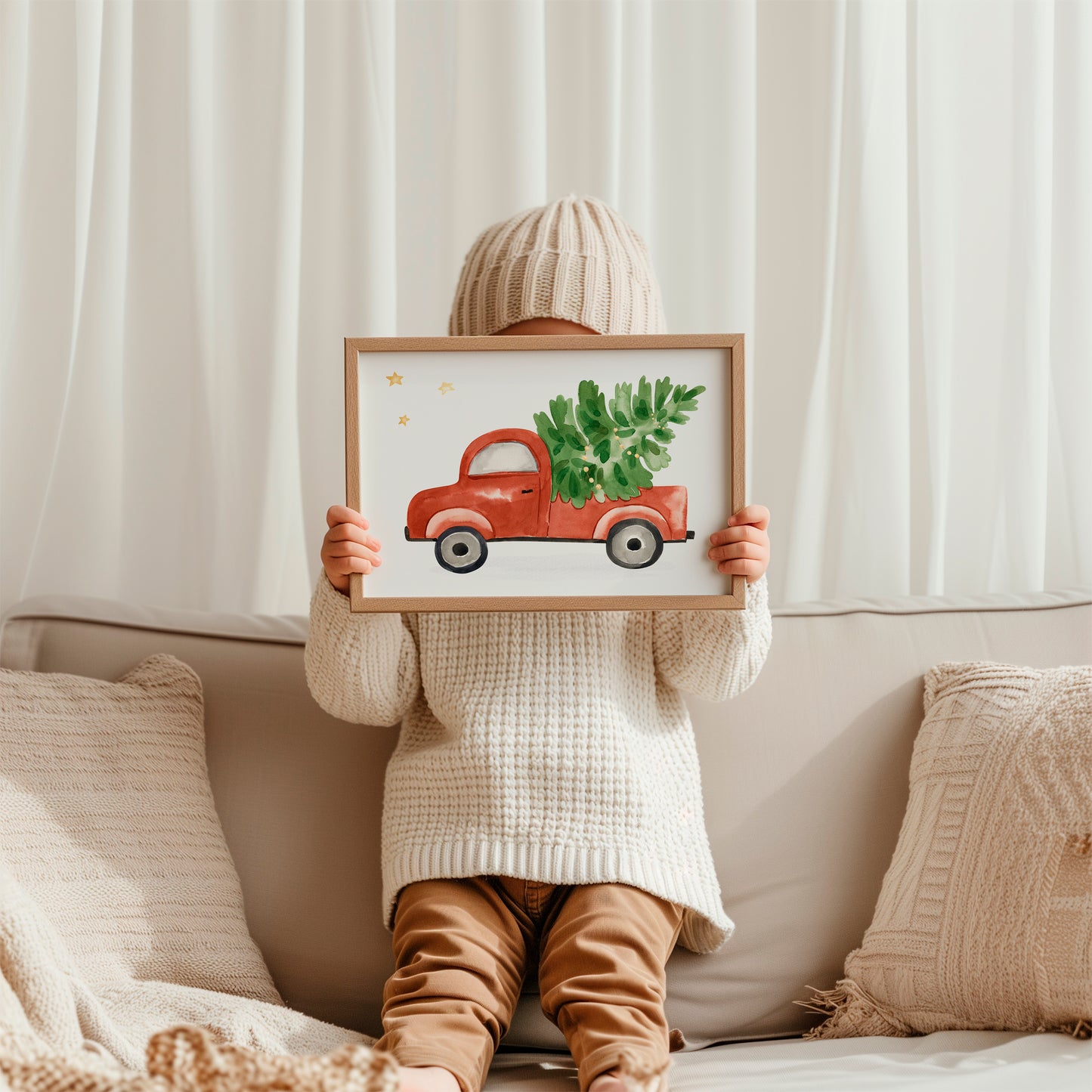 Weihnachtsposter Auto & Tannenbaum