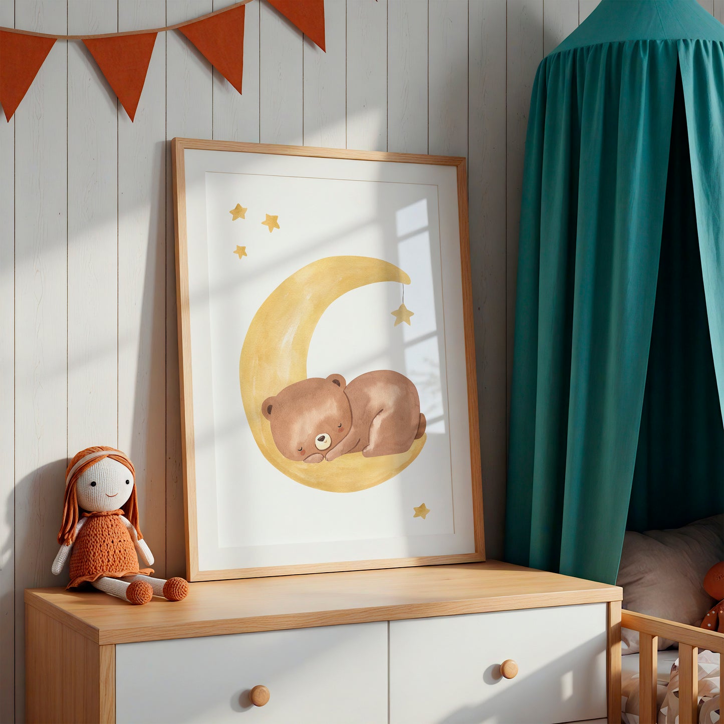 Träumender Bär auf dem Mond Poster