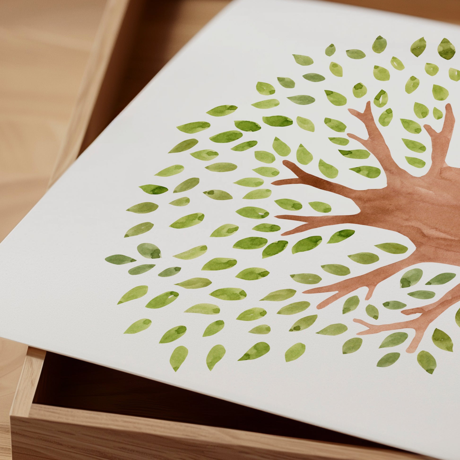 Poster Baum A4 & A3: Handgemaltes Kinderzimmerposter von einem Baum, gedruckt auf hochwertigem, mattem Naturpapier, ideal als Dekoration oder Geschenk für Kinder.