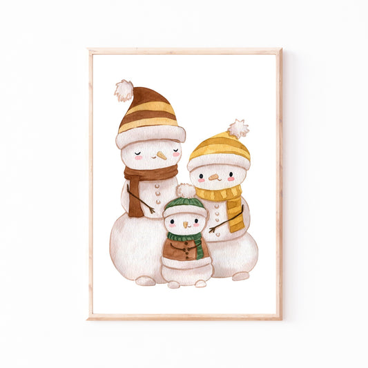 Weihnachtsposter Familie Schneemann