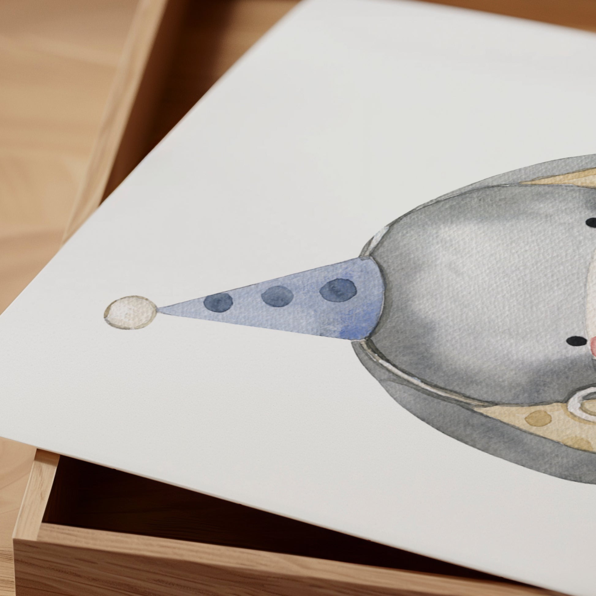 Poster Eselchen A4 & A3, liebevoll illustriert für Kinderzimmer, auf mattem Naturpapier, stabil genug zum rahmenlosen Aufhängen; in A4 und A3 verfügbar.
