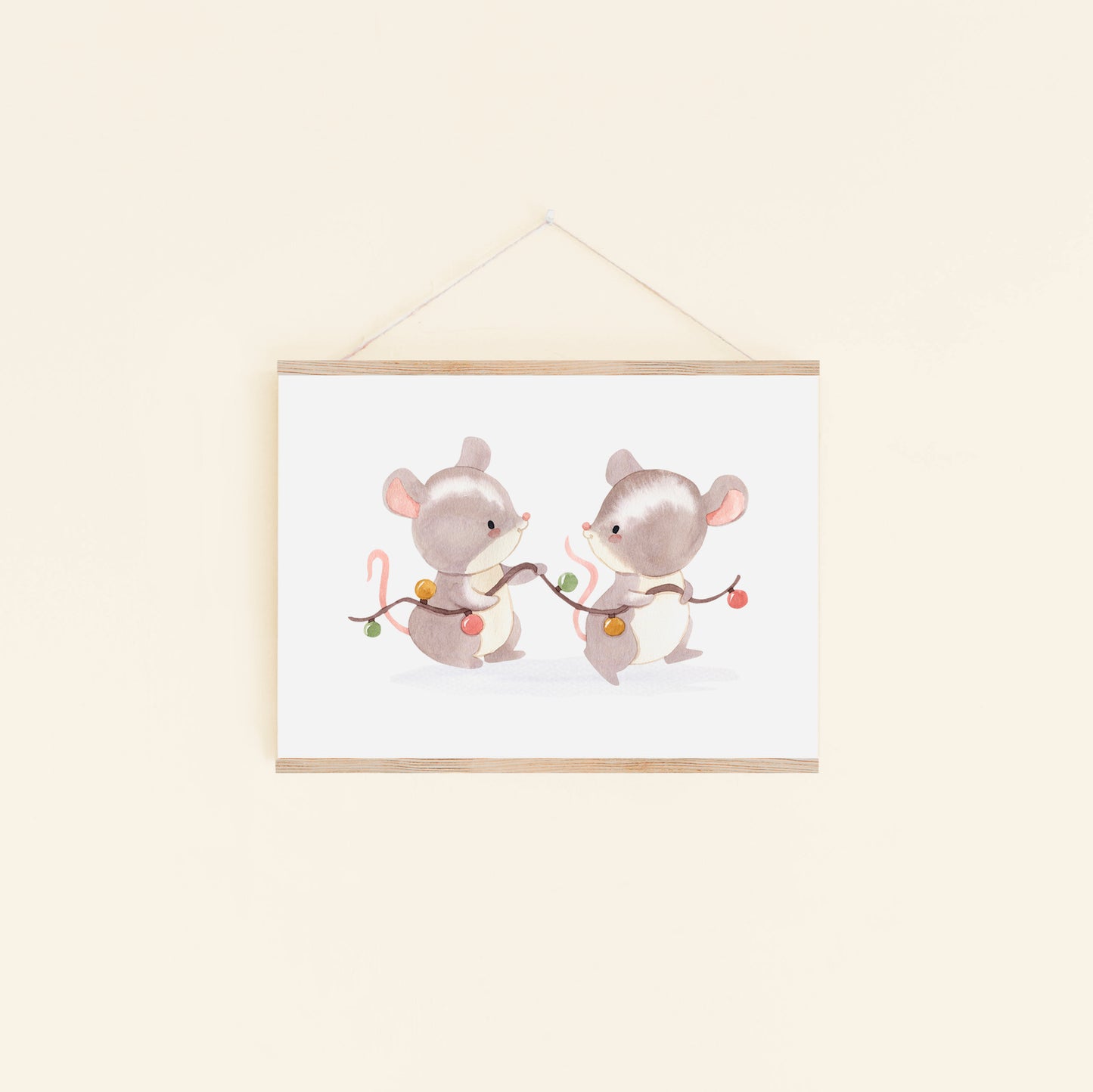 Weihnachtsposter Mäuse & Lichterkette