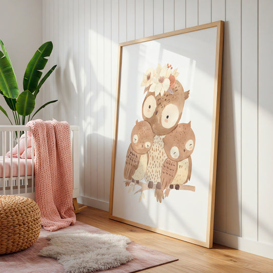Mama Eule & Babys Poster