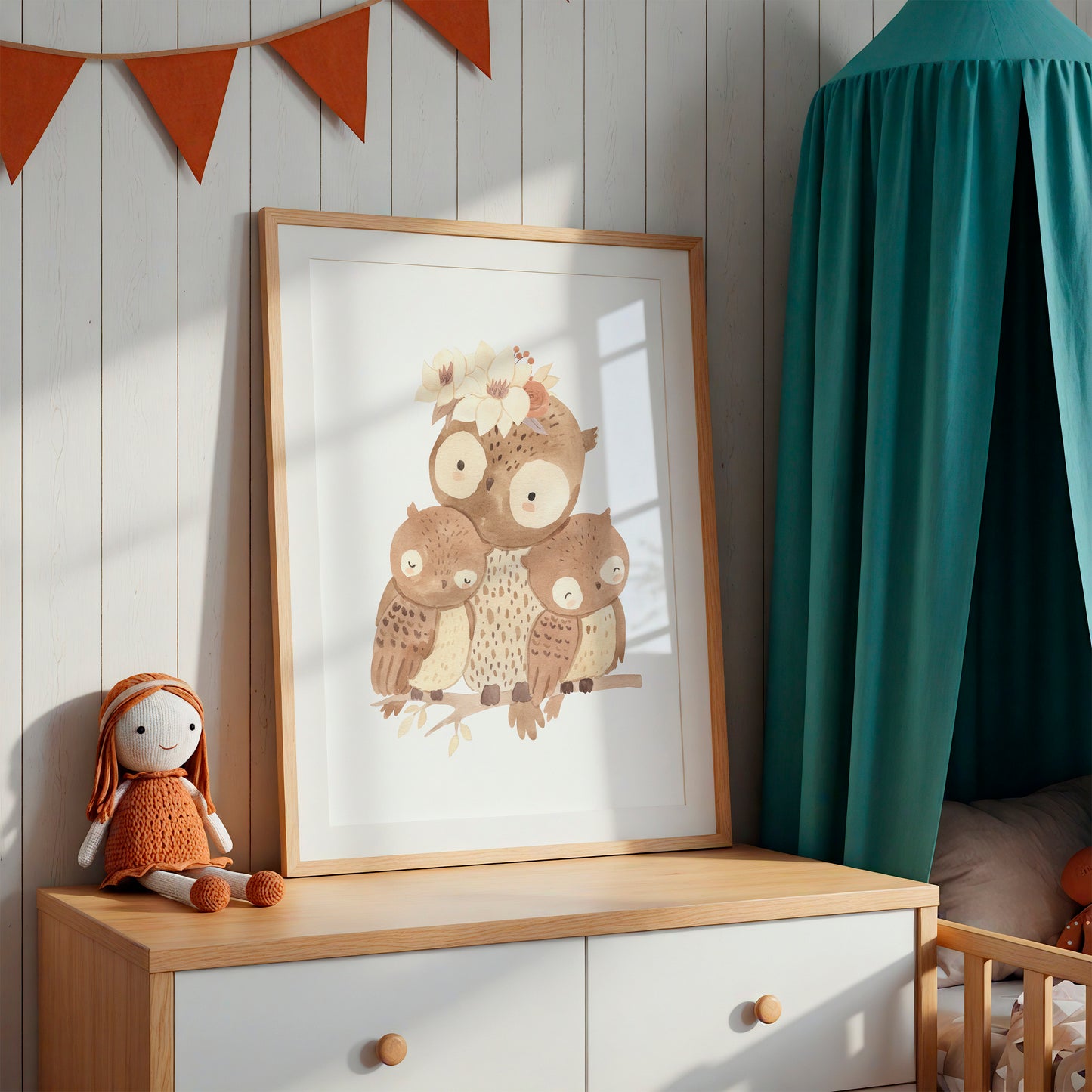 Mama Eule & Babys Poster