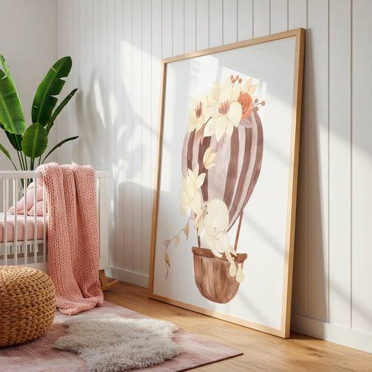 Heißluftballon: Mama Hase & Baby Poster